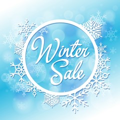 winter sale background with snow elements for your marketing kit