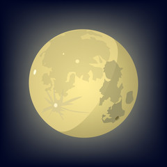 Moon. Yellow moon on a dark background. Vector