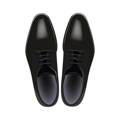 Men's classic black shoes. Vector top view