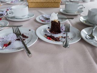 Table after eating Dessert Coffee Tea, Break at meeting