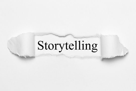 Storytelling on white torn paper