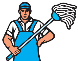 man holding a mop