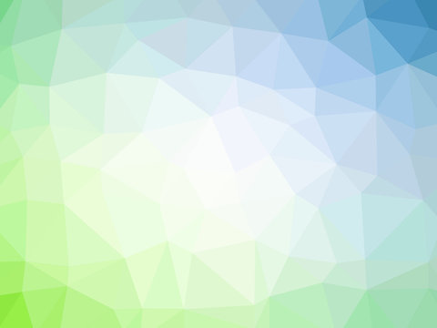 Abstract green blue white gradient low polygon shaped background