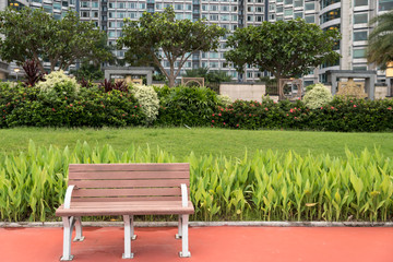 Wooden chair in a public park