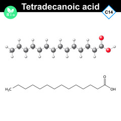 Tetradecanoic acid molecule, myristic acid