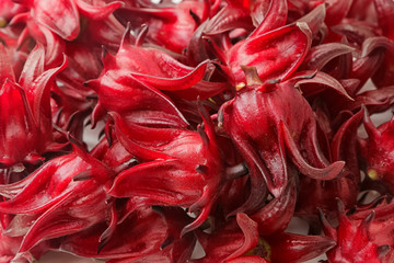 Hibiscus sabdariffa or roselle fruits background