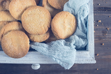 Нomemade cookies white lies in the kitchen drawer