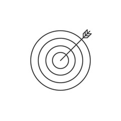 Target thin line icon, bullseye outline vector logo illustration, linear pictogram isolated on white