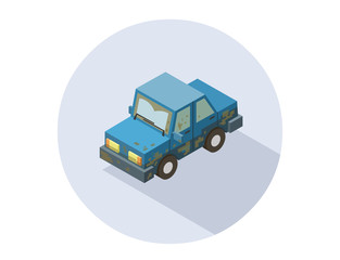 Vector isometric dirty car, 3d flat transport, car wash