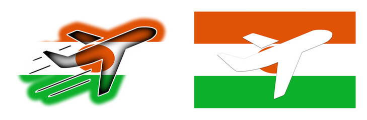 Nation flag - Airplane isolated - Niger