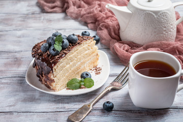 Piece of delicious sponge cake 