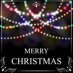 Christmas, New Year card. Bright festive lights illustration