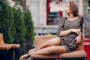 girl with E-cigarette