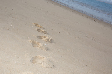 Human footprints leading away from the viewer