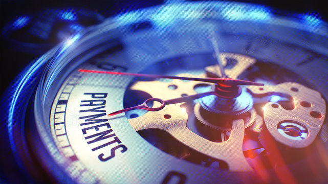 Payments - Text on Watch. 3D Render.