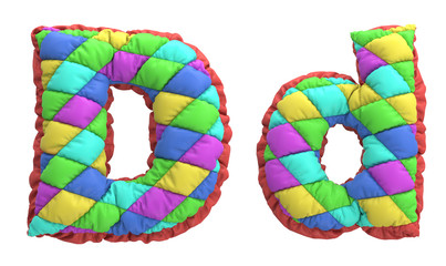 font style colored children's quilted pillows.
