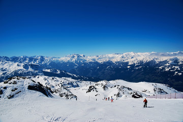 Fototapeta na wymiar Slopes of skiing resort