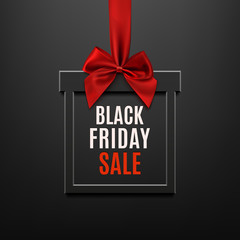Fototapeta premium Black Friday sale, square banner in form of gift.