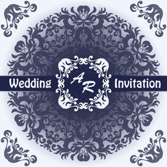 Wedding invitation with round pattern. Modern design