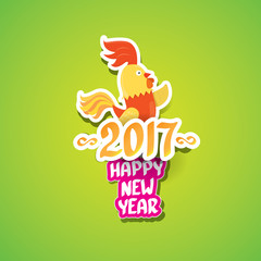 vector new year 2017 with cartoon funny rooster