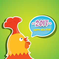 vector new year 2017 with cartoon funny rooster