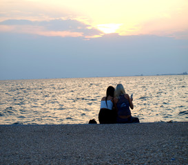 Friends on the shore