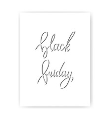 Black Friday card  vector isolated. Discount or special offer price tag on Black Friday sale. Sale label contains hand drawn lettering