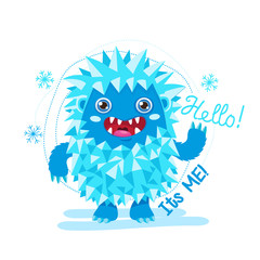 Cute Monster Vector Illustration. Bigfoot Cartoon Mascot. Funny Yeti On A White Background. For Kids T-Shirt Design. Happy Toy On A White Background.