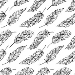 Vector feathers seamless pattern