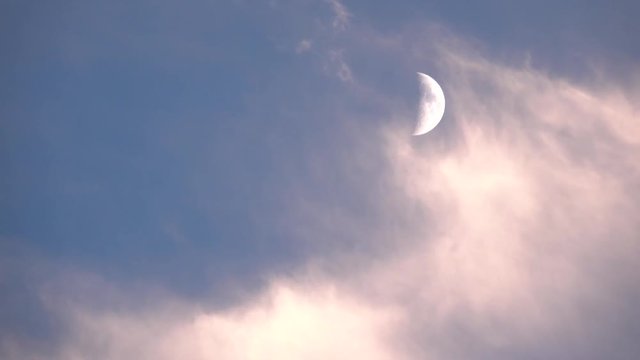The moon with cloud flowing