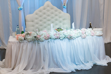Beautiful flower decoration of the banquet hall
