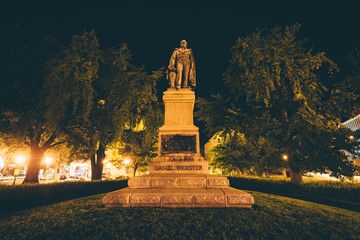 Daniel Webster statue at night, in Washington, DC.