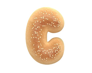Bagel with sesame seeds font. 