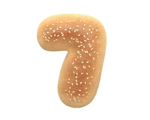 Bagel with sesame seeds font. 