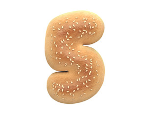 Bagel with sesame seeds font. 