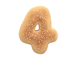 Bagel with sesame seeds font. 