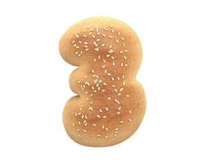 Bagel with sesame seeds font. 