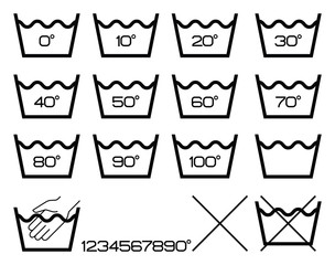 Symbols washing options,black.