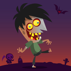 Cartoon Zombie. Halloween vector illustration