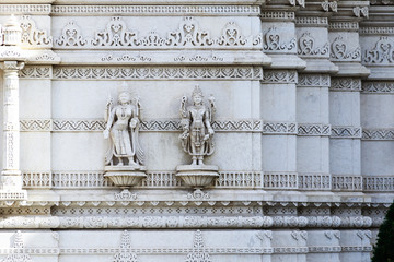 Exterior of the Hindu temple, BAPS Shri Swaminarayan Mandir, in Neasden, London