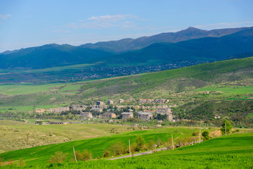 Fototapeta na wymiar Amazing nature landscape with Azatamut village at Armenian-Azerbaijan border