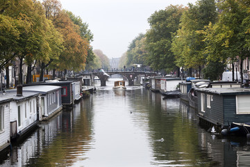 Houseboats in the canals of Amsterdam