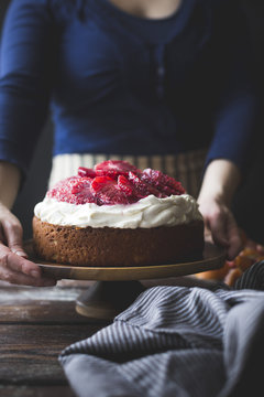 Blood orange & corn flour ricotta cake with whipped mascarpone.