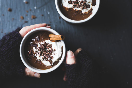 Champurrado, almond milk with hot chocolate thickened with masa harina