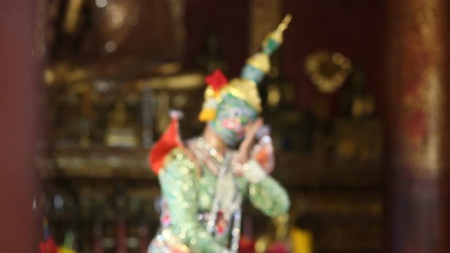 Headed giant Ravana , Thai classical mask dance of the Ramayana Epic ,