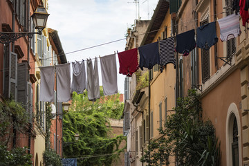Vegetation and architecture in Trastevere, Rome.