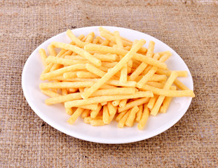 French fries on white dish