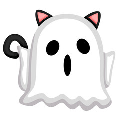 Cat in the ghost costume