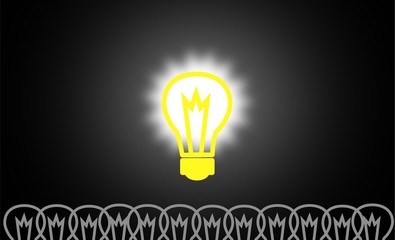 Big Idea yellow  Light Bulb on blackboard