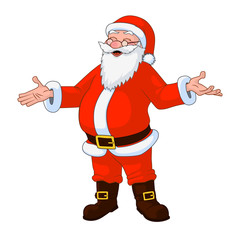 Vector Illustration of jolly plump Santa Claus with divorced hands